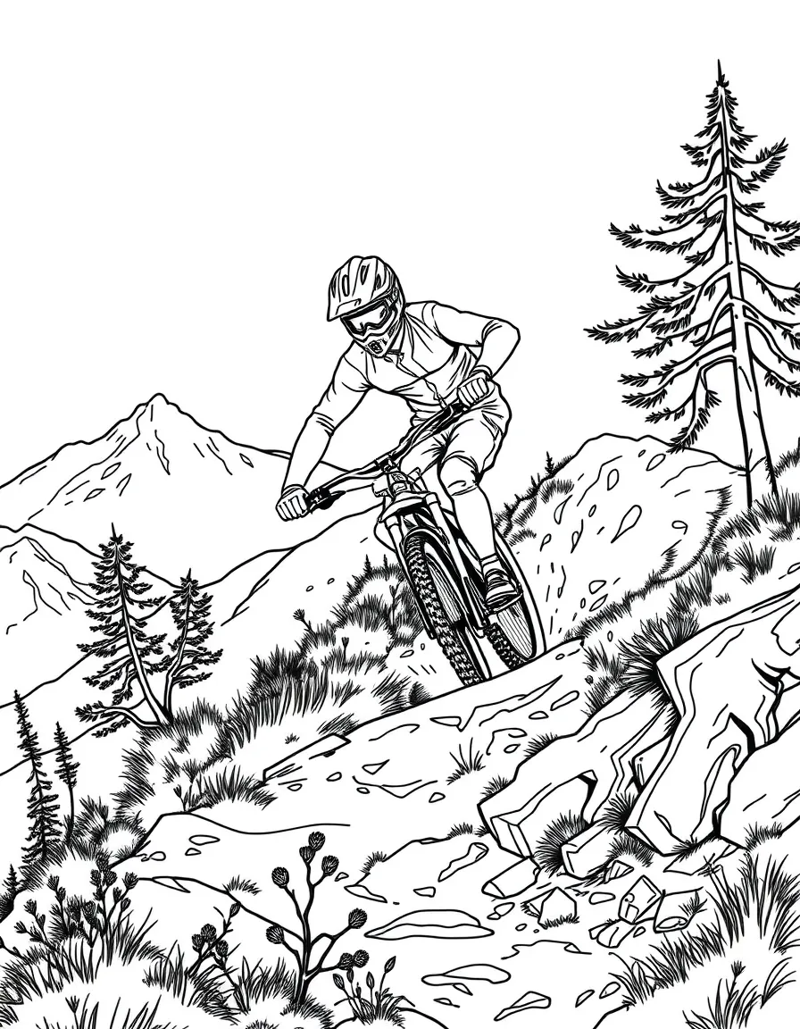 Mountain bike competition on rugged trail