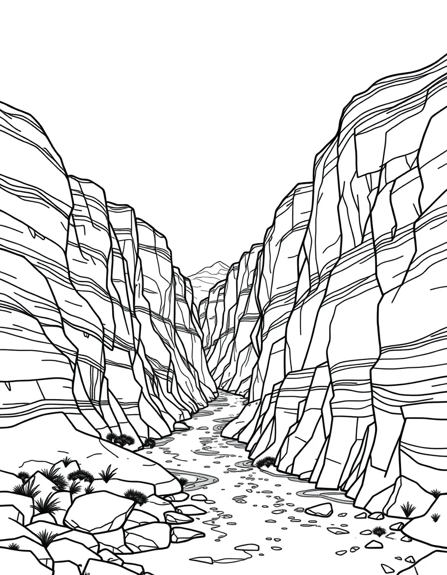River canyon with layered rock formations