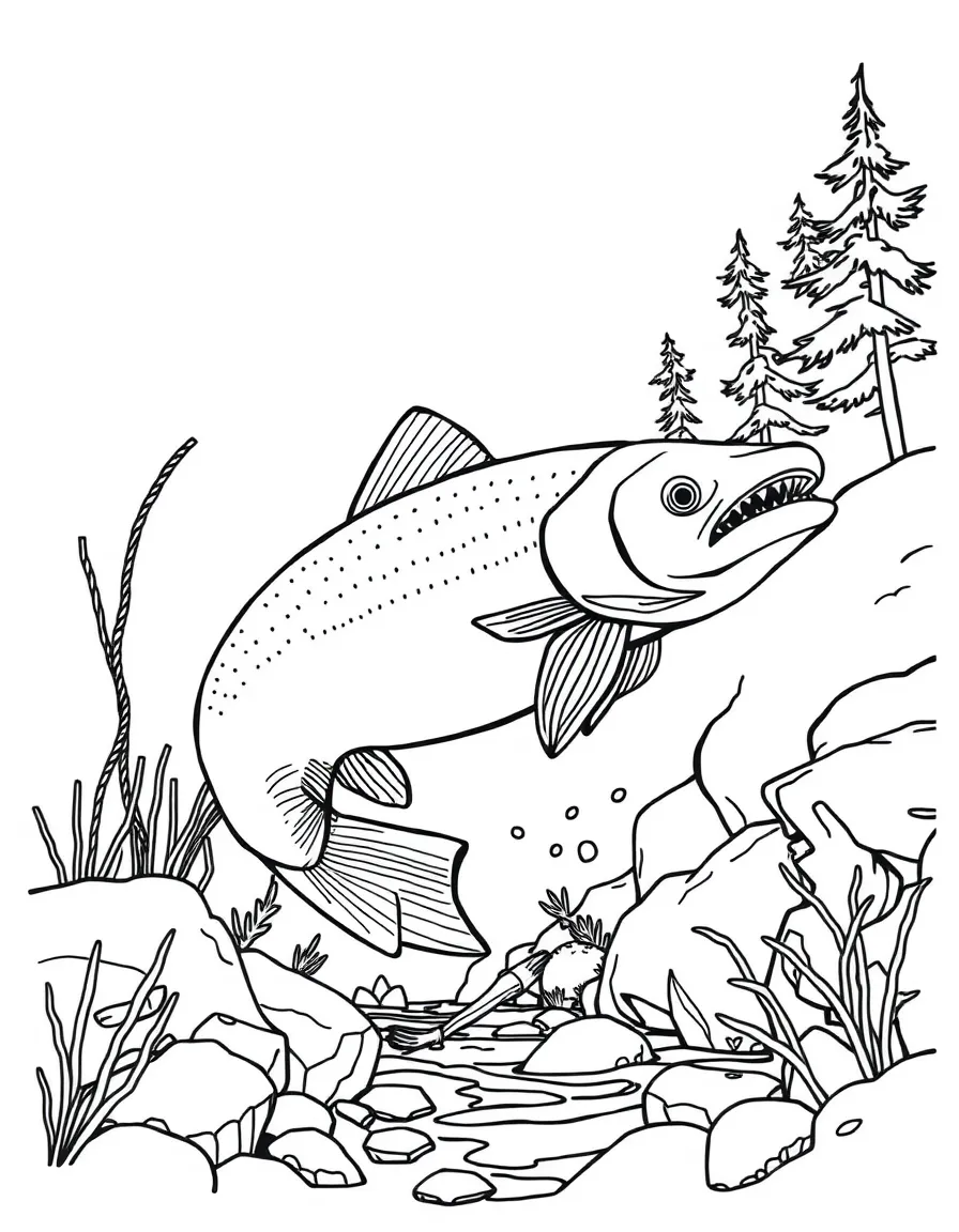 Salmon swimming upstream to spawning grounds