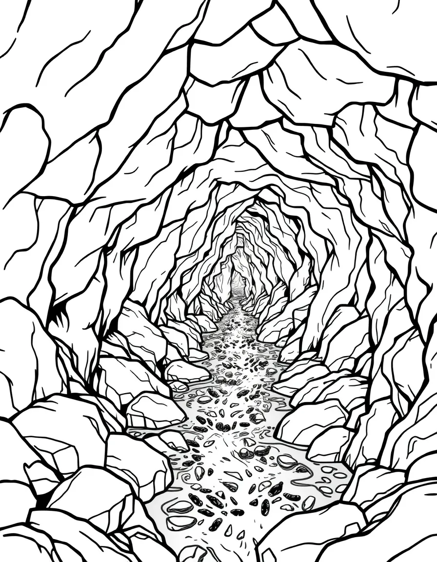 Underground river flowing through cavern system