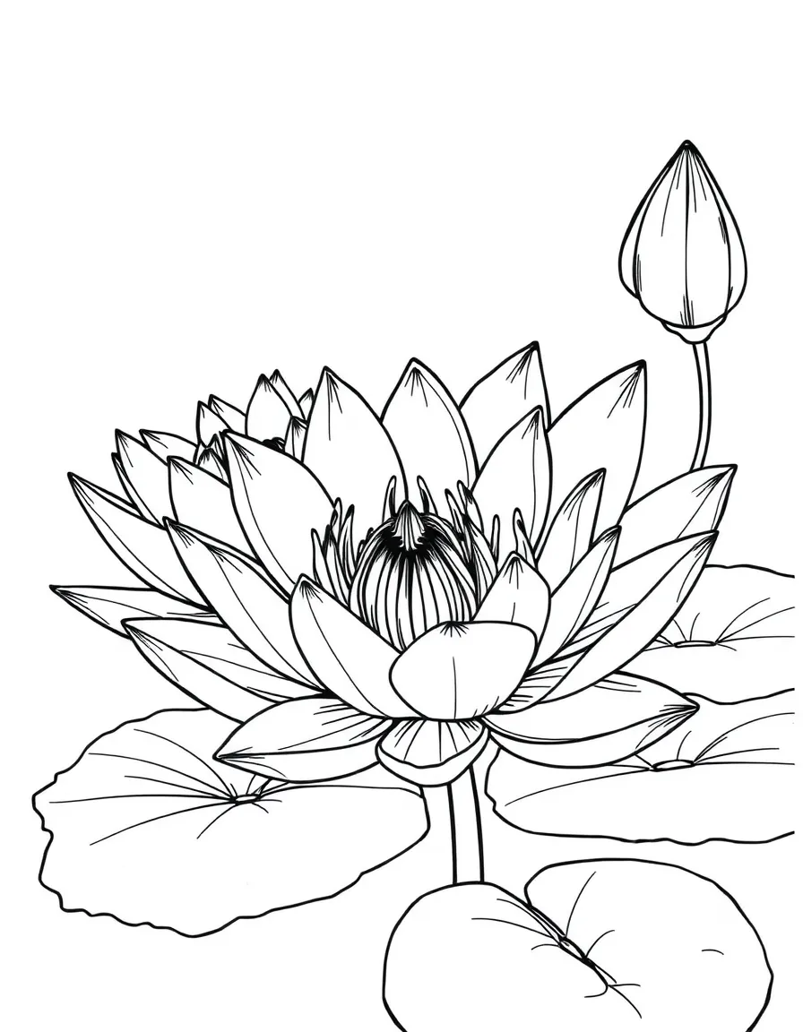 Water lilies with detailed flower structure