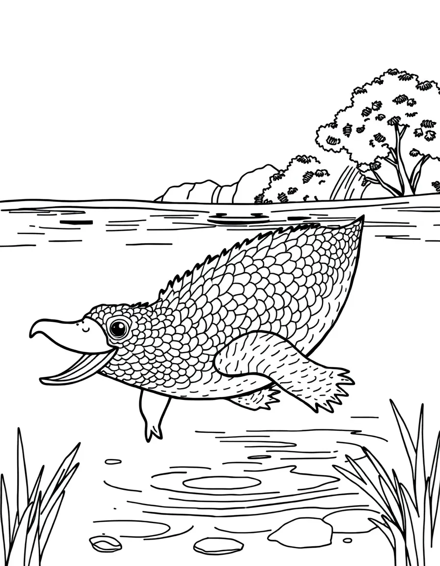 Platypus diving in Australian river