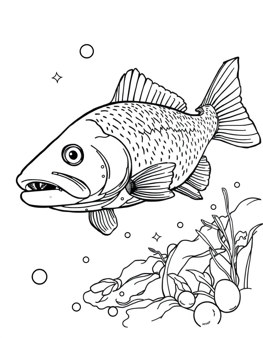 Detailed river fish in crystal clear water