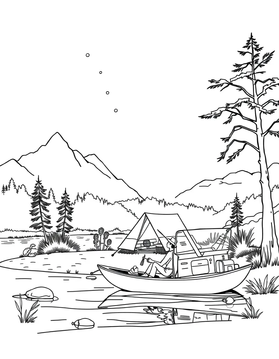 River travelers camping on sandbar