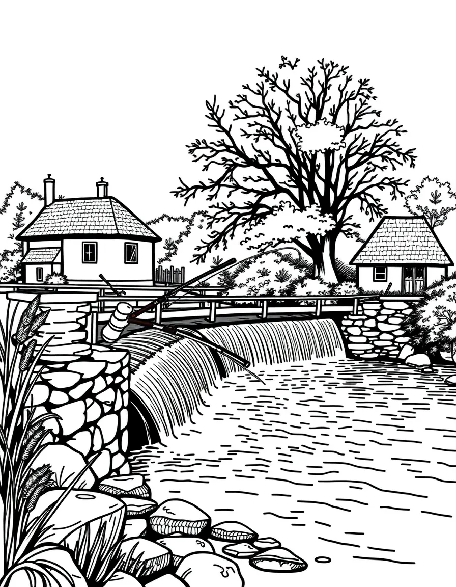 Fishing weirs on traditional river
