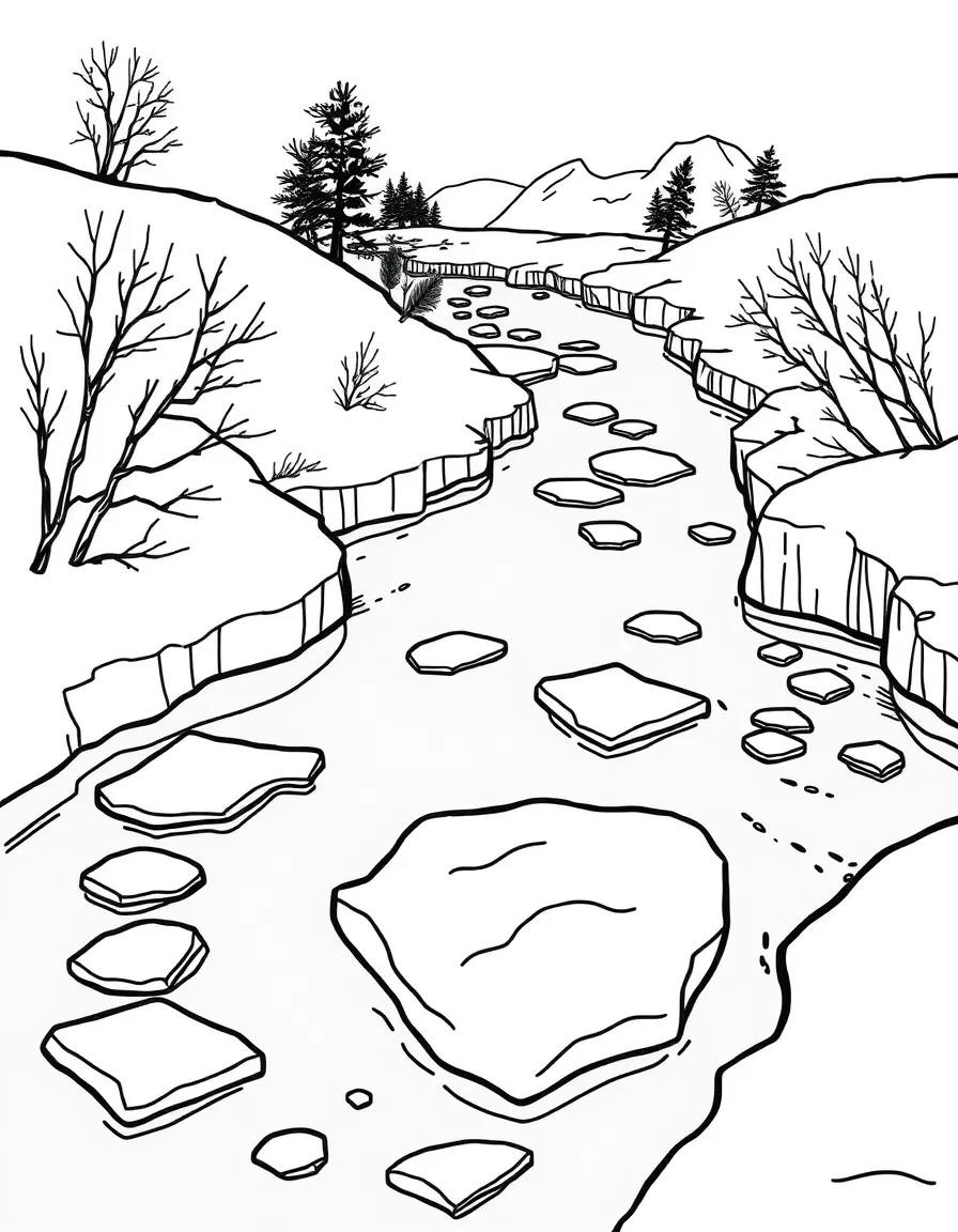 River with ice floes during spring breakup