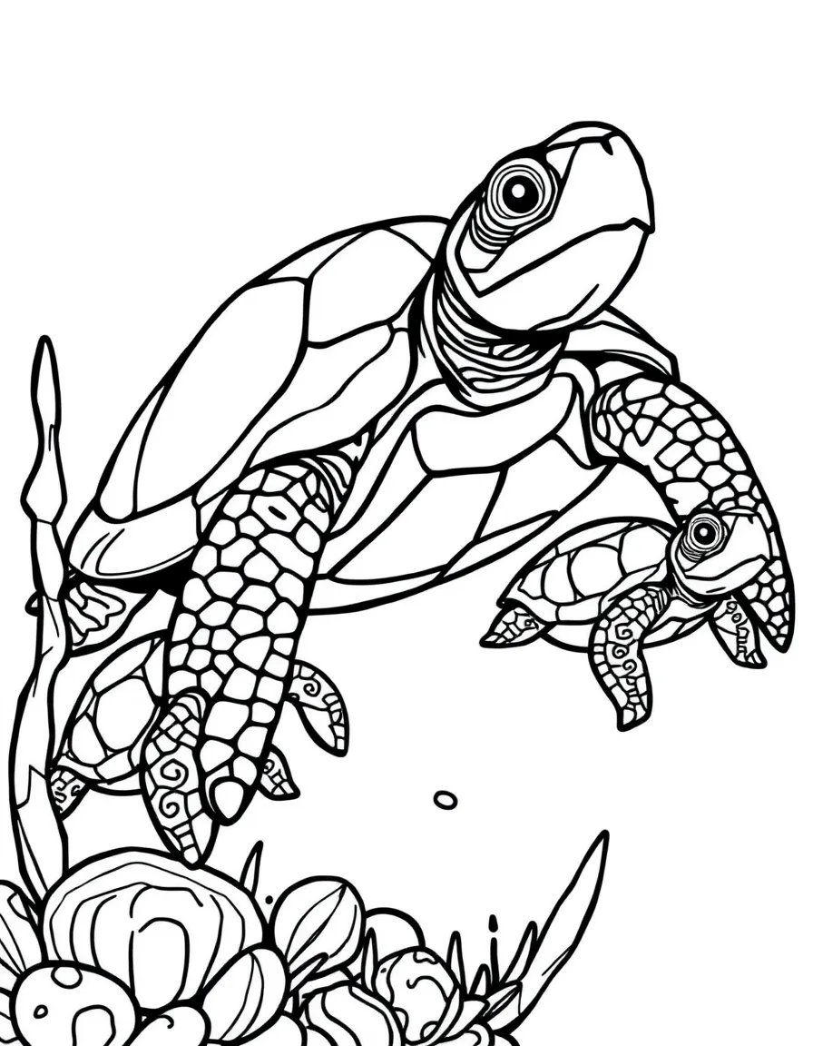 Turtle hatchlings making their way to the sea