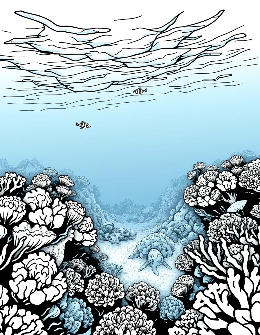Coral reef visible through crystal clear water