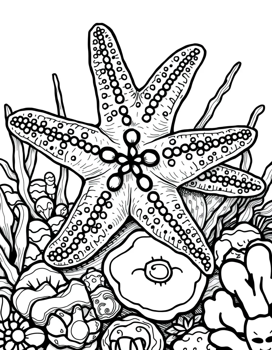 Starfish in tidepool with detailed texture