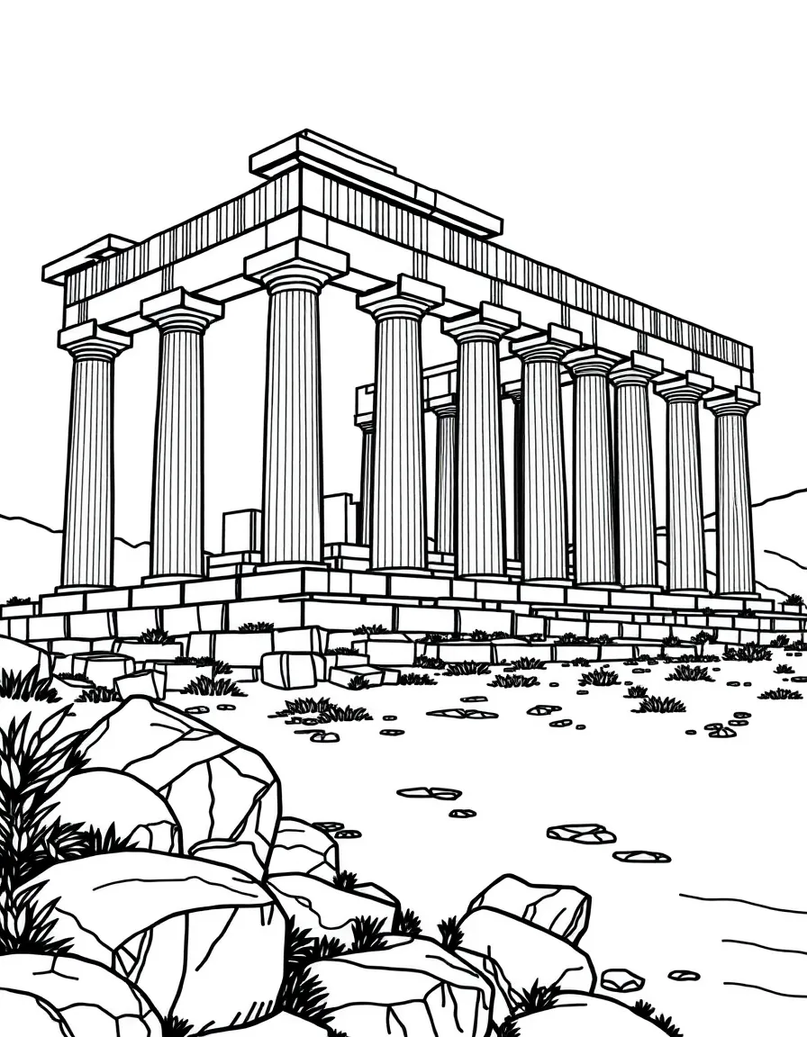Ancient Greek temple ruins on Mediterranean coast