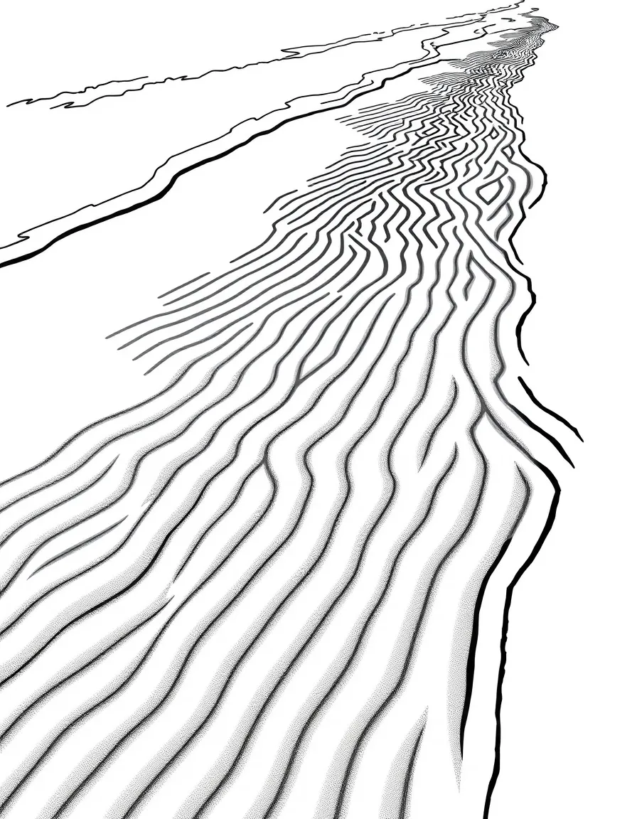 Detailed sand patterns from receding tide