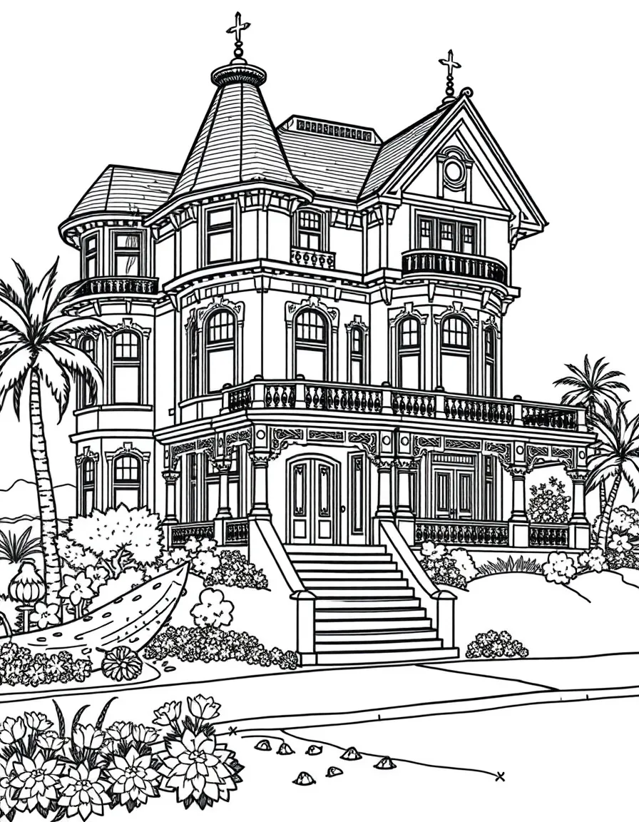 Beachfront Victorian mansion with details