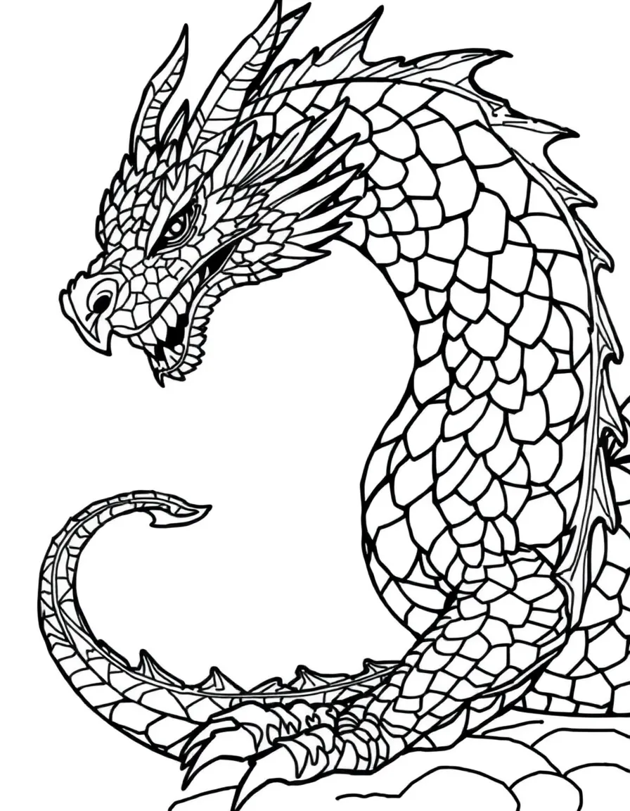 A dragon whose scales form a mosaic picture when seen from afar
