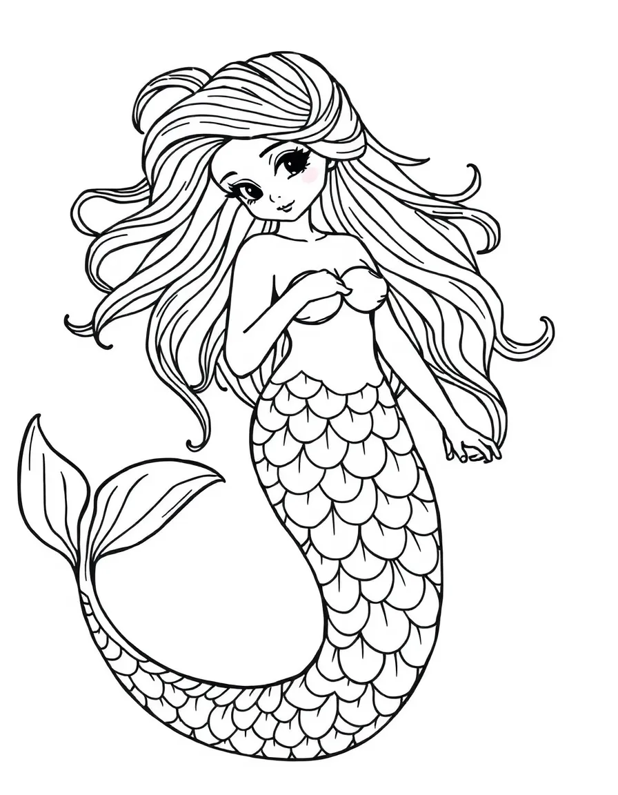 A mermaid whose scales each have a unique pattern