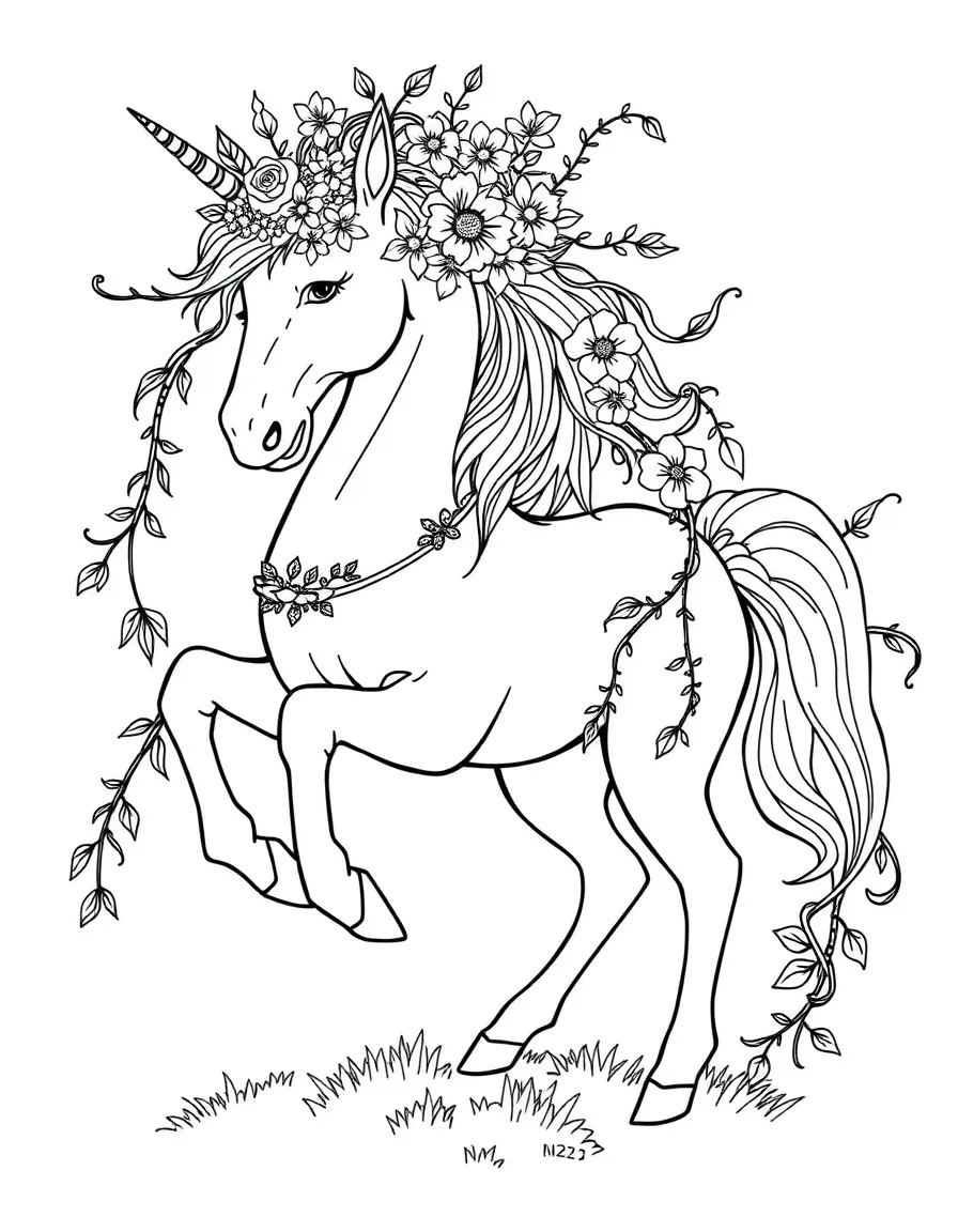 A centaur weaving flowers and vines into its tail