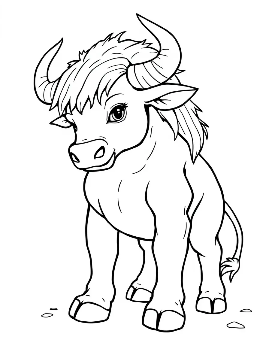 A young minotaur learning to use its developing horns