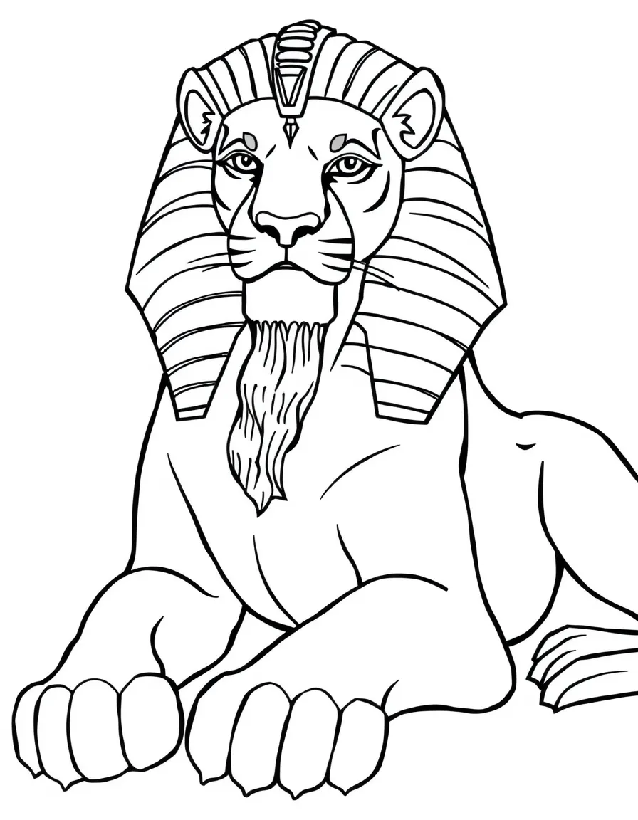 A sphinx with lion body details like musculature and paw pads
