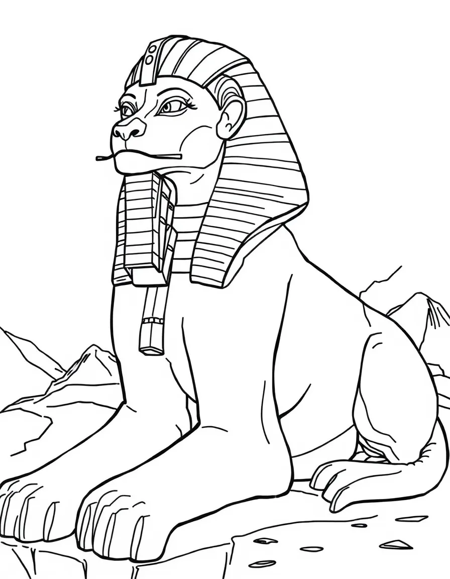 A sphinx whose body is partially transformed back to stone