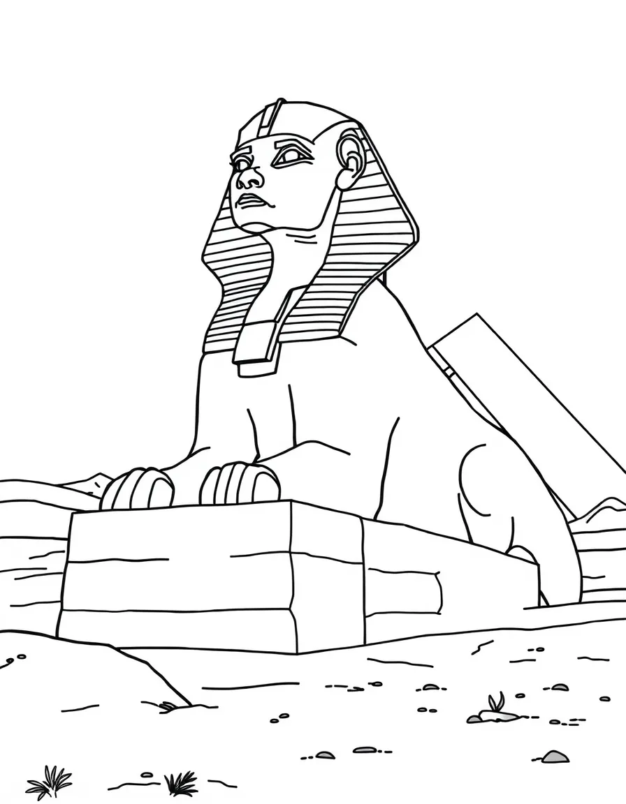 A sphinx sitting atop a pyramid surveying the desert