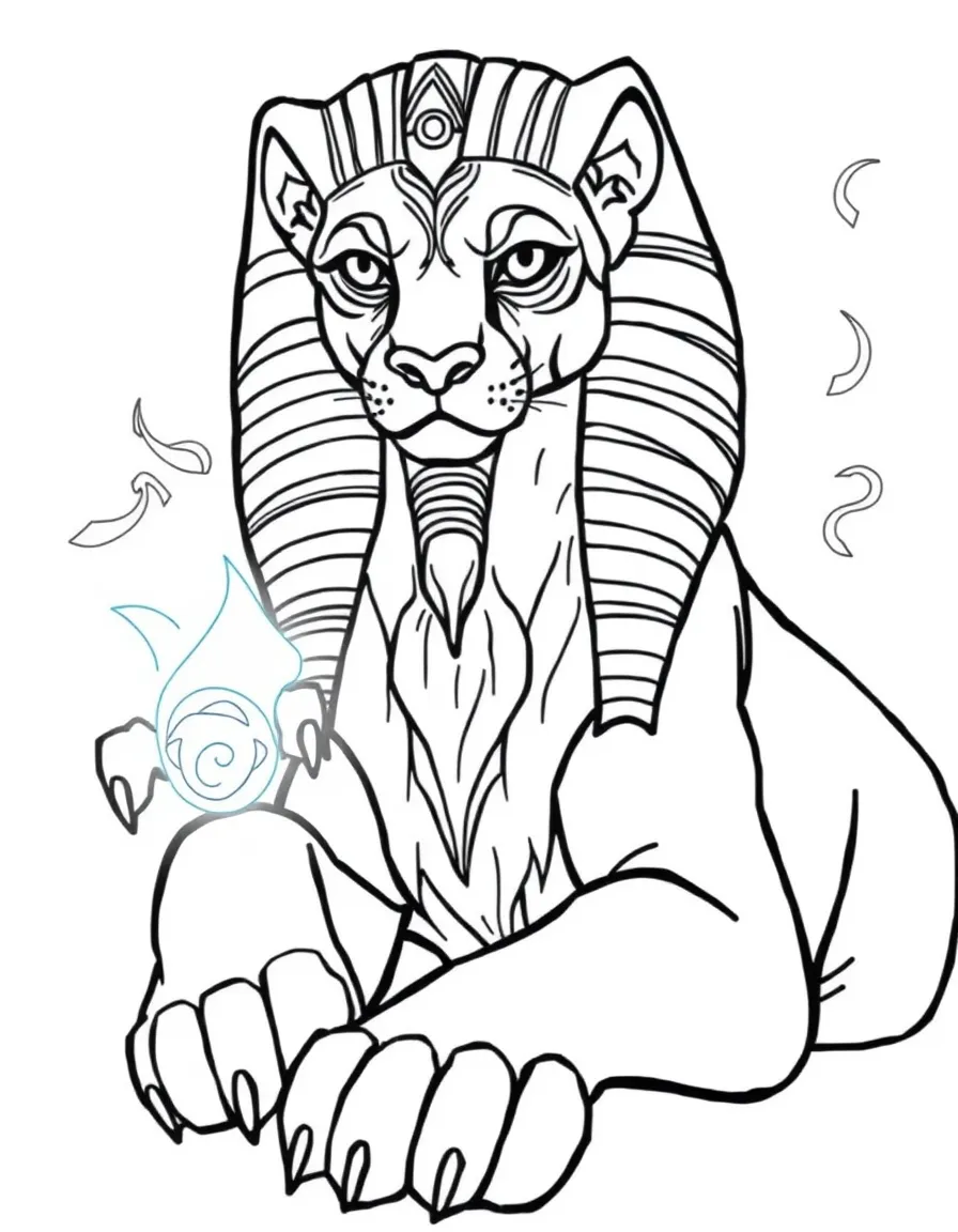A sphinx whose paws create magical effects where they touch