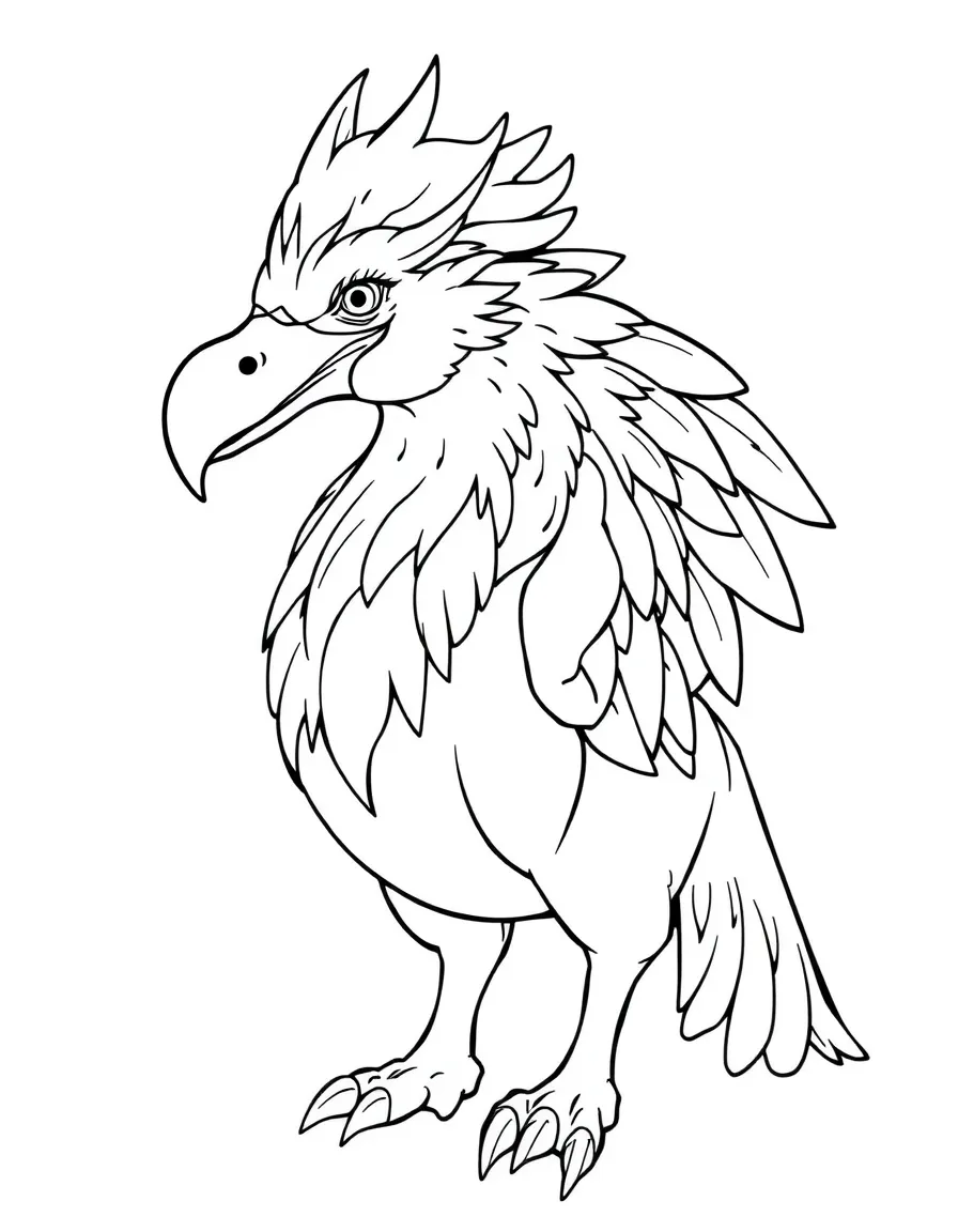 A hippogriff with head raised proudly, showing its eagle profile