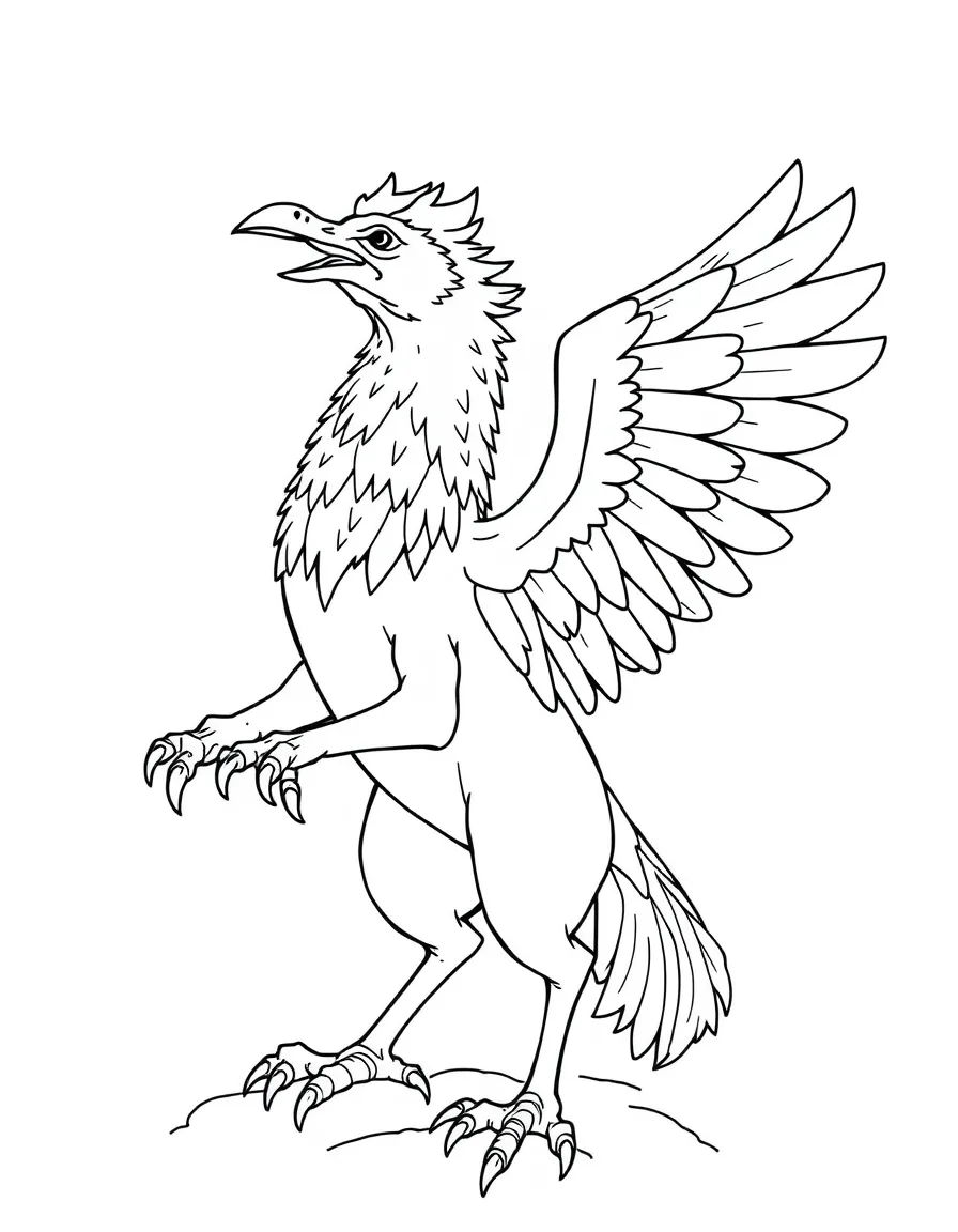 A hippogriff rearing up with eagle talons extended