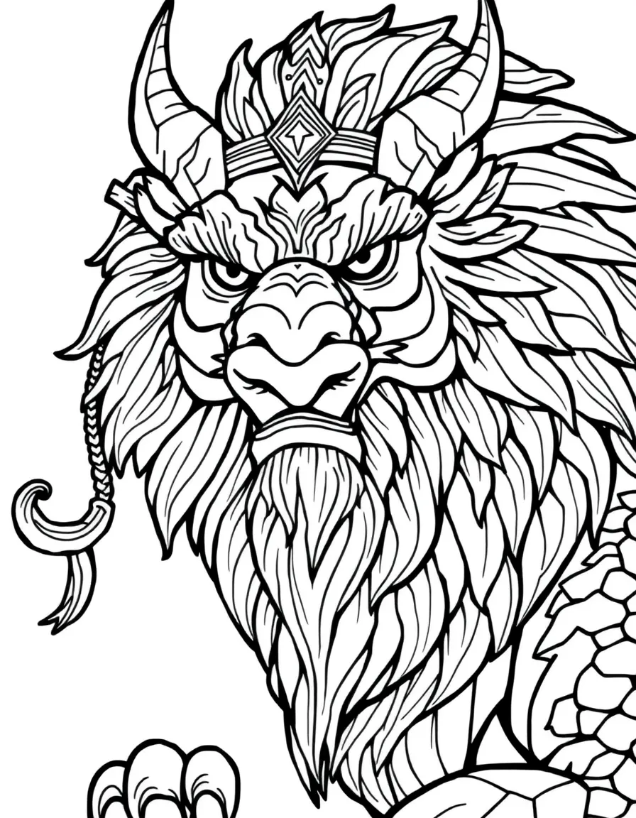 A manticore with a human face showing ancient wisdom
