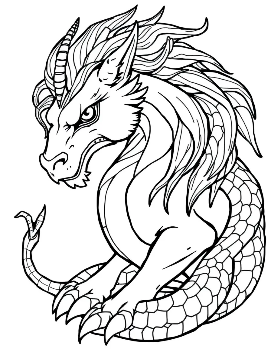 A manticore with a mane that transforms into serpents