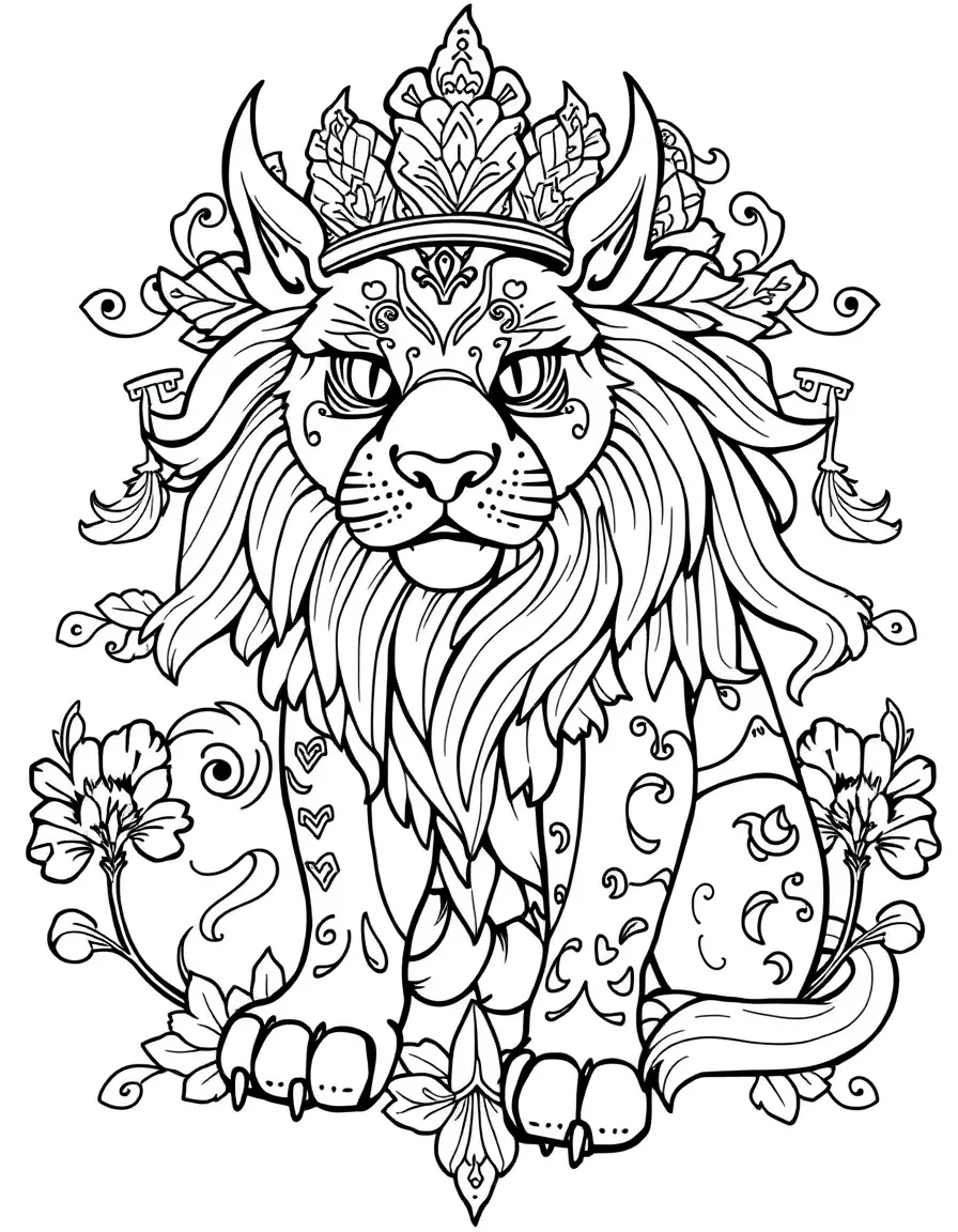 A manticore with Persian-inspired decorative elements