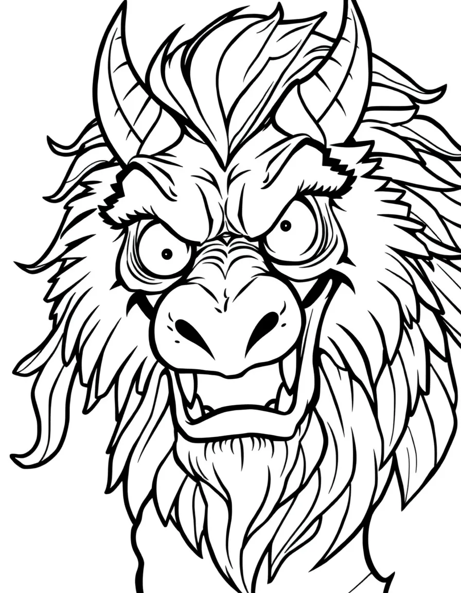 A manticore whose face shows multiple emotions in different angles