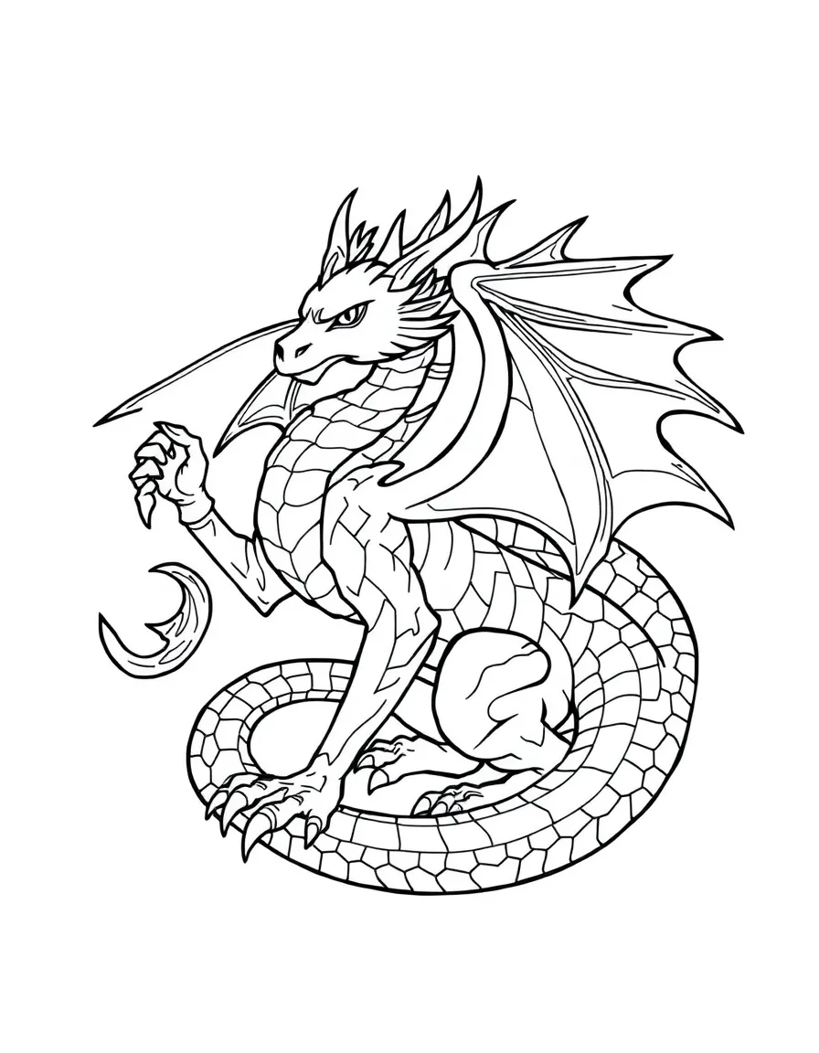 A chimera with its snake tail forming a protective circle