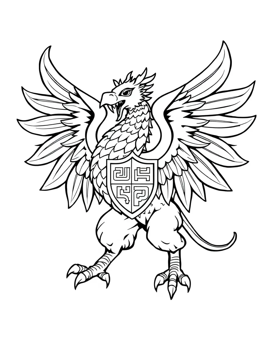 A chimera with emblems branded on each of its parts