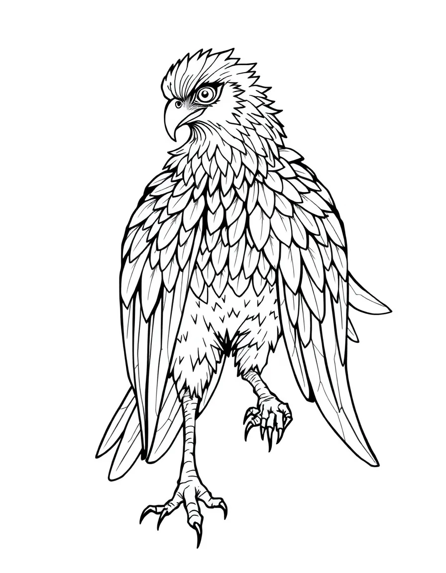 A harpy whose feathers form clothing-like patterns on her body