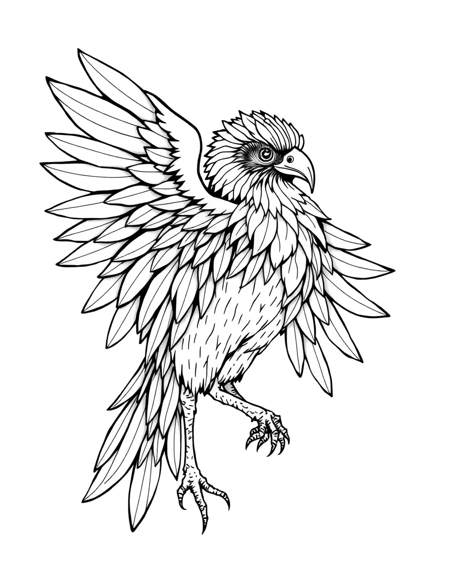A harpy with feathers that seem to be made of metal or jewels