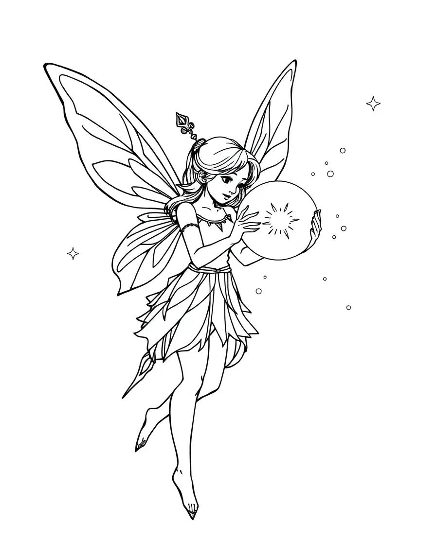 A fairy holding a glowing orb of magic light