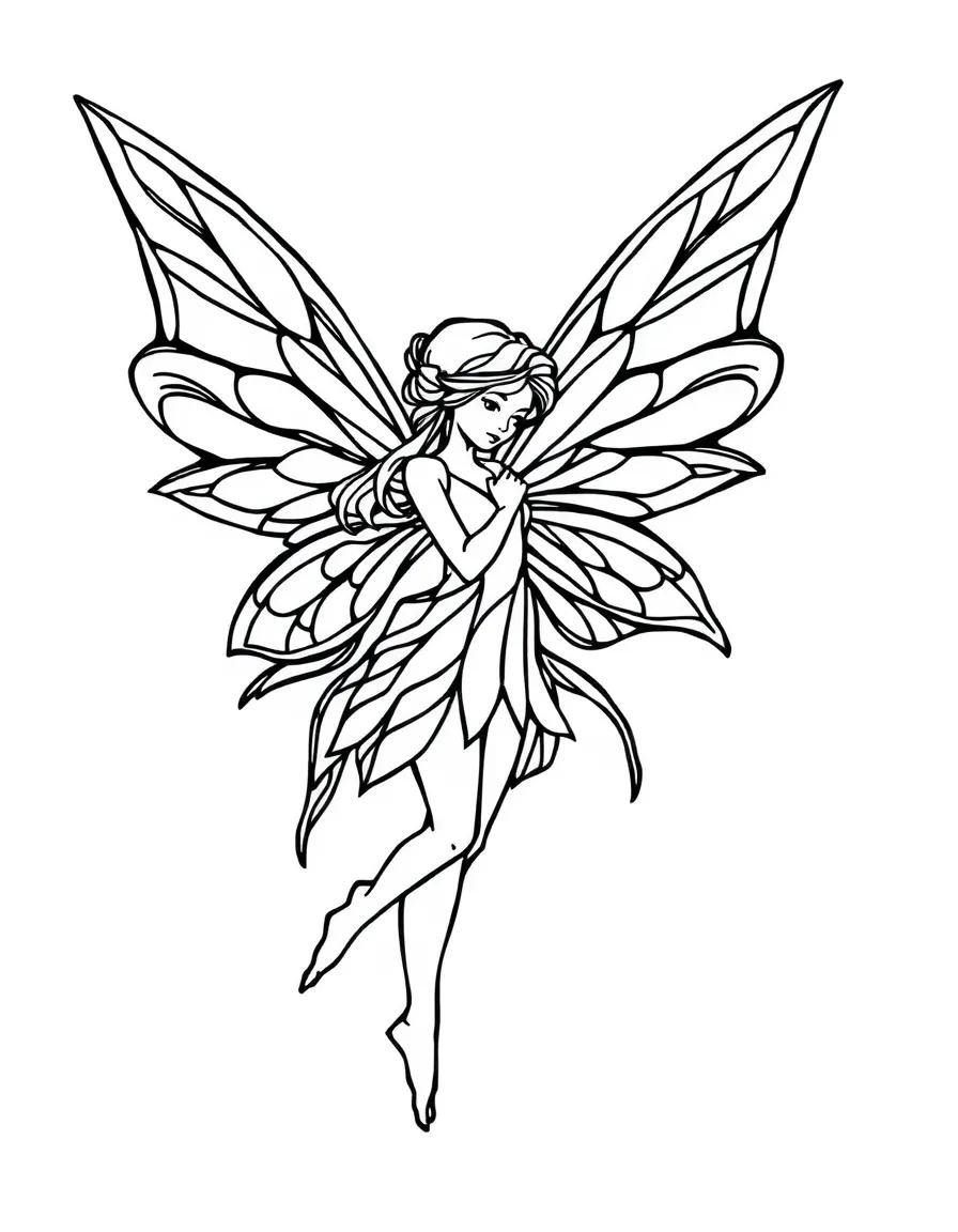 A fairy with wings that look like stained glass
