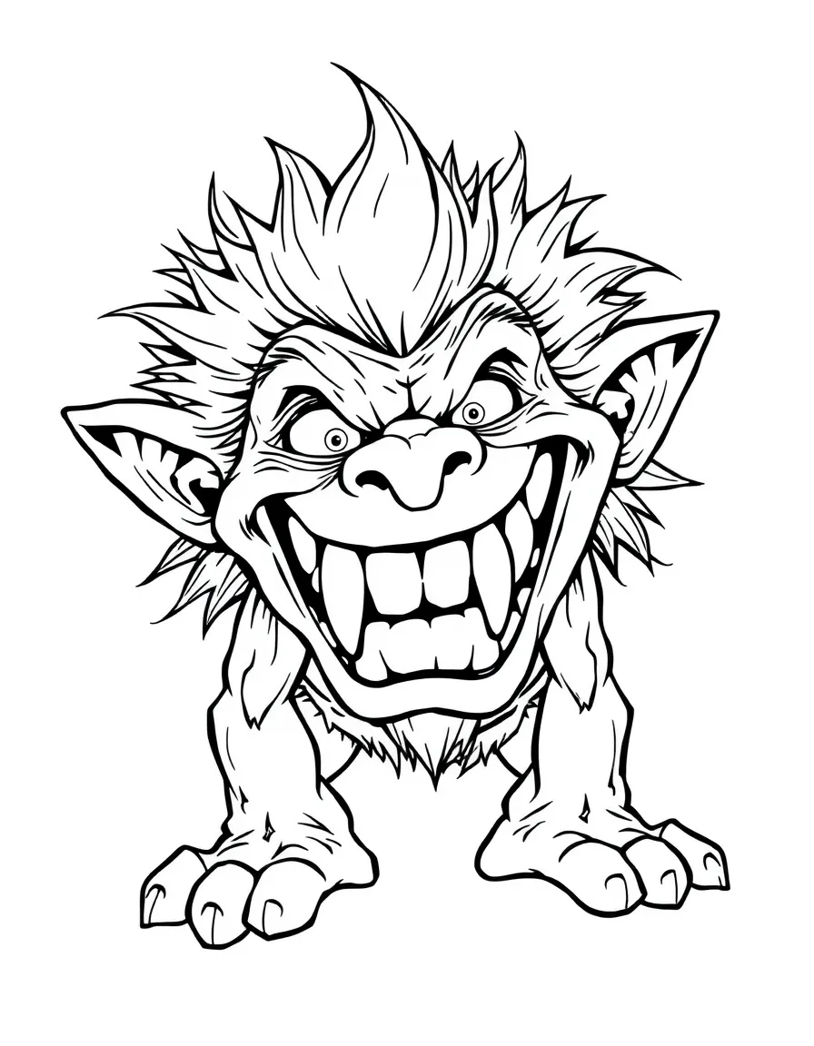 A troll showing emotions contrary to its fearsome appearance