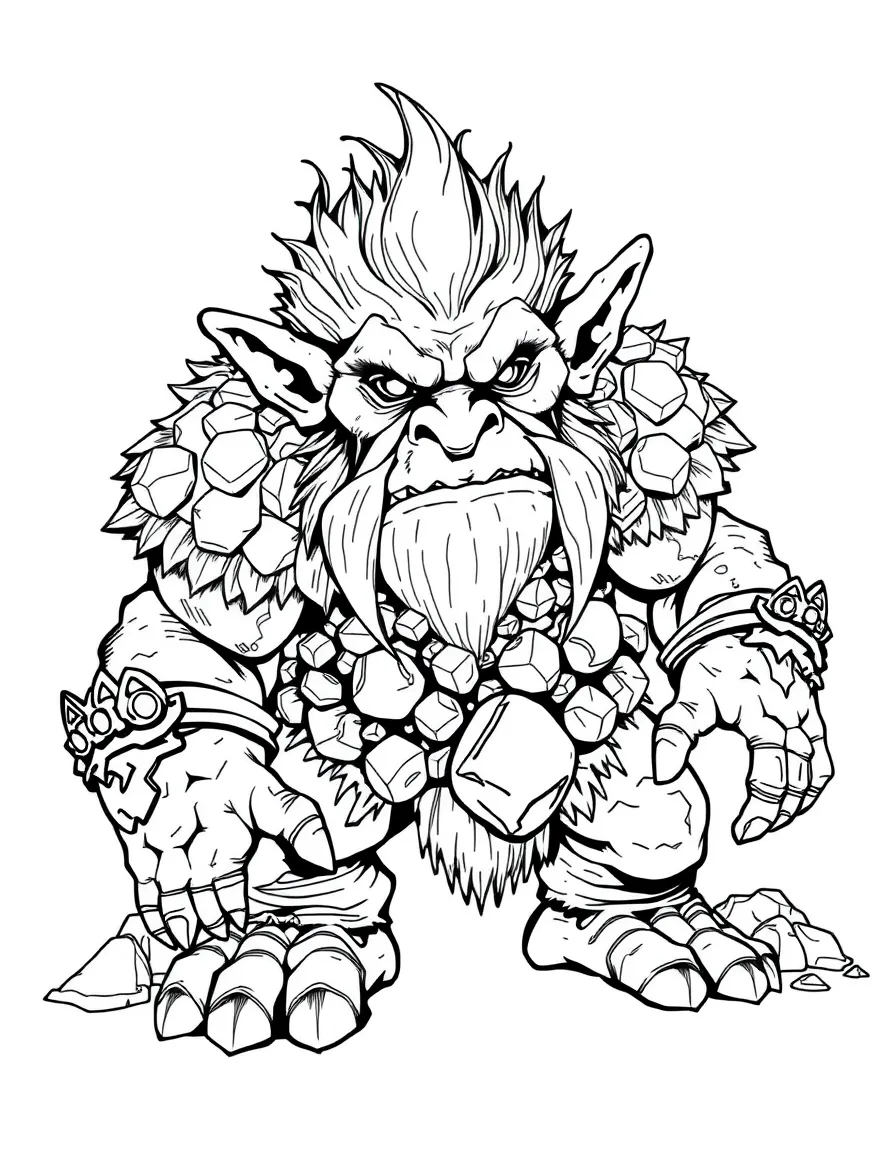 A troll with stones embedded in its skin like natural armor