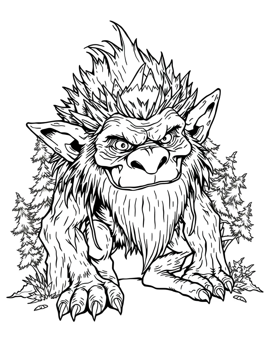 A troll whose features mirror its environment (forest/mountain/swamp)