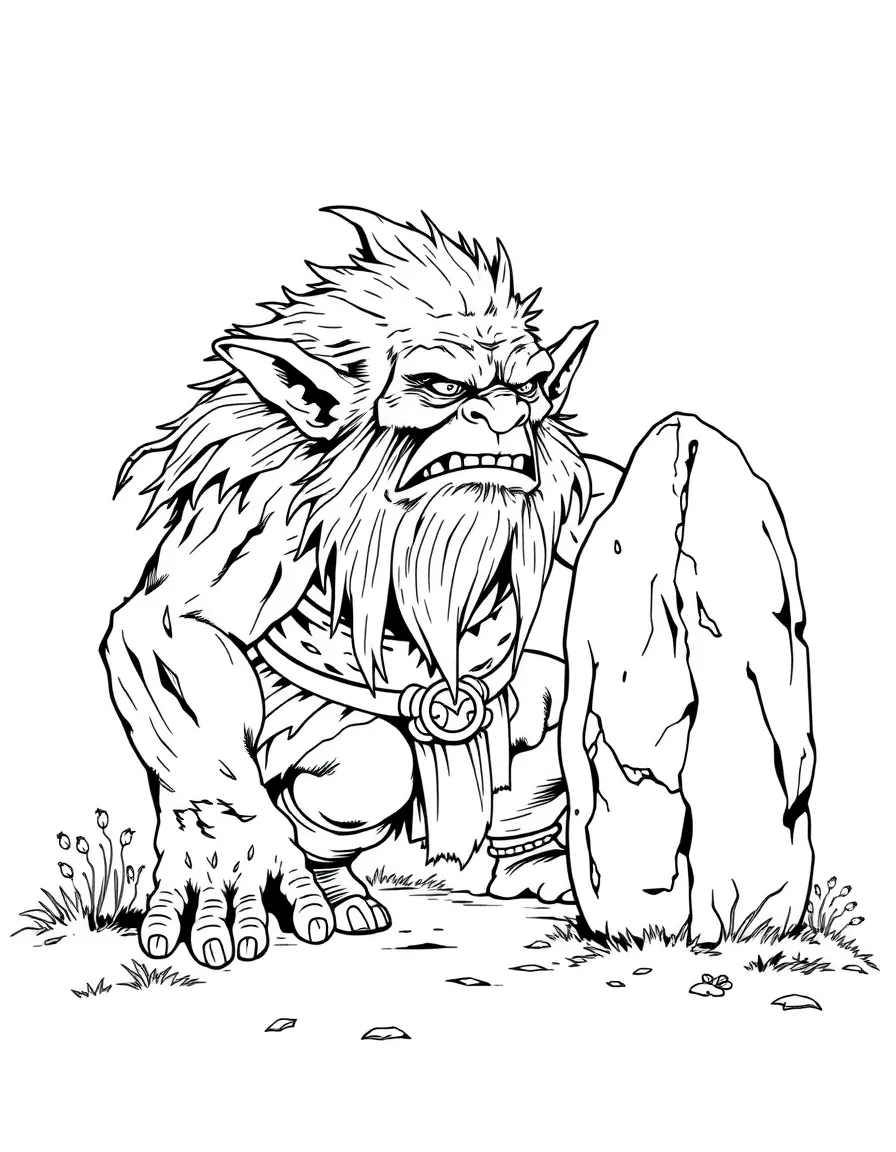 A troll turning to stone as sunlight touches it