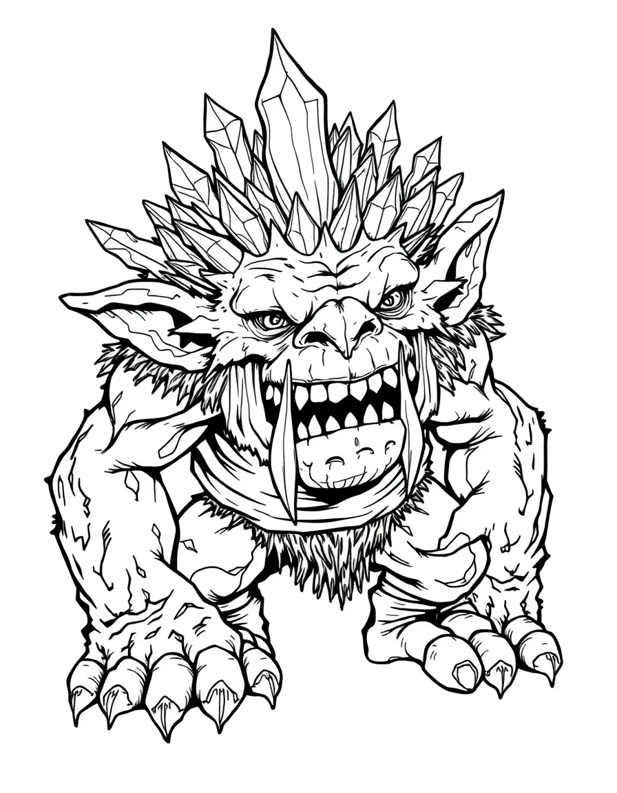A troll with crystalline growths emerging from its skin