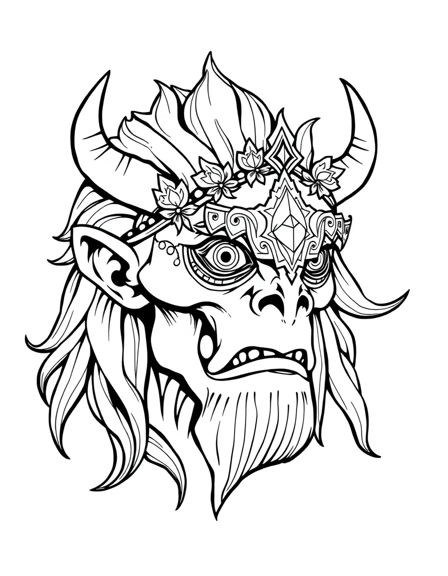 A cyclops wearing an elaborate eyepatch with decorative elements