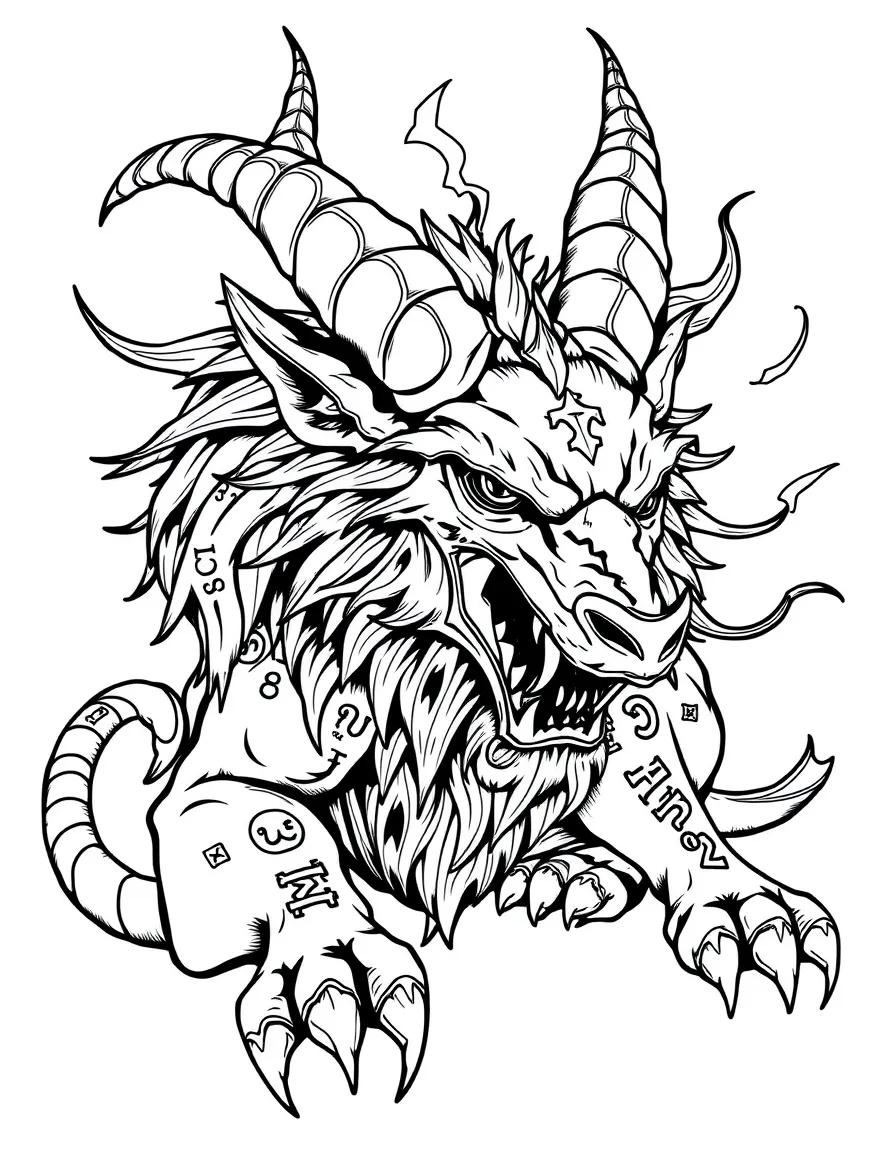 Cerberus with magical runes embedded in its fur