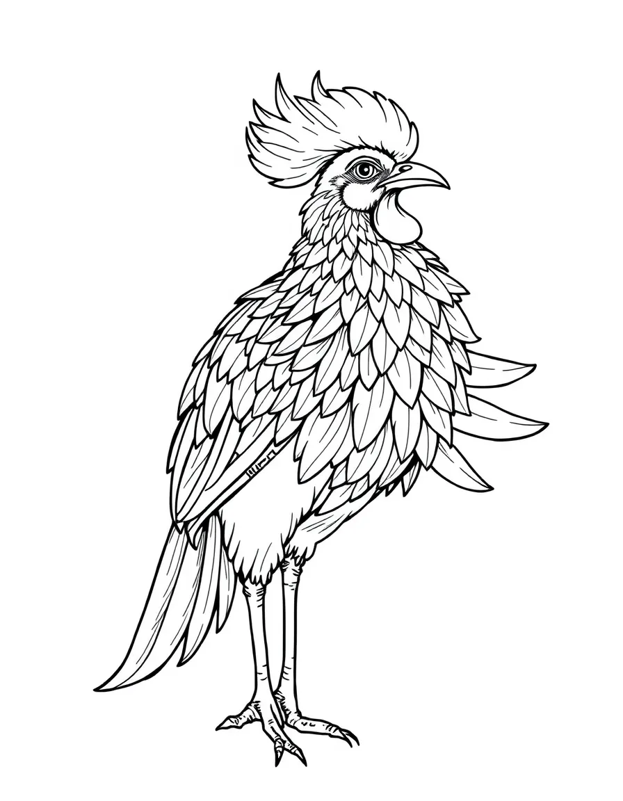 A cockatrice with detailed feather-to-scale transitions