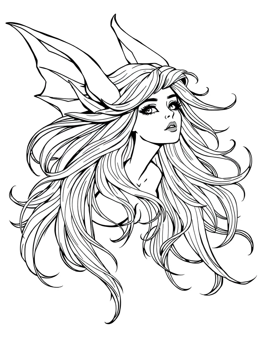 A banshee with hair flowing as if underwater