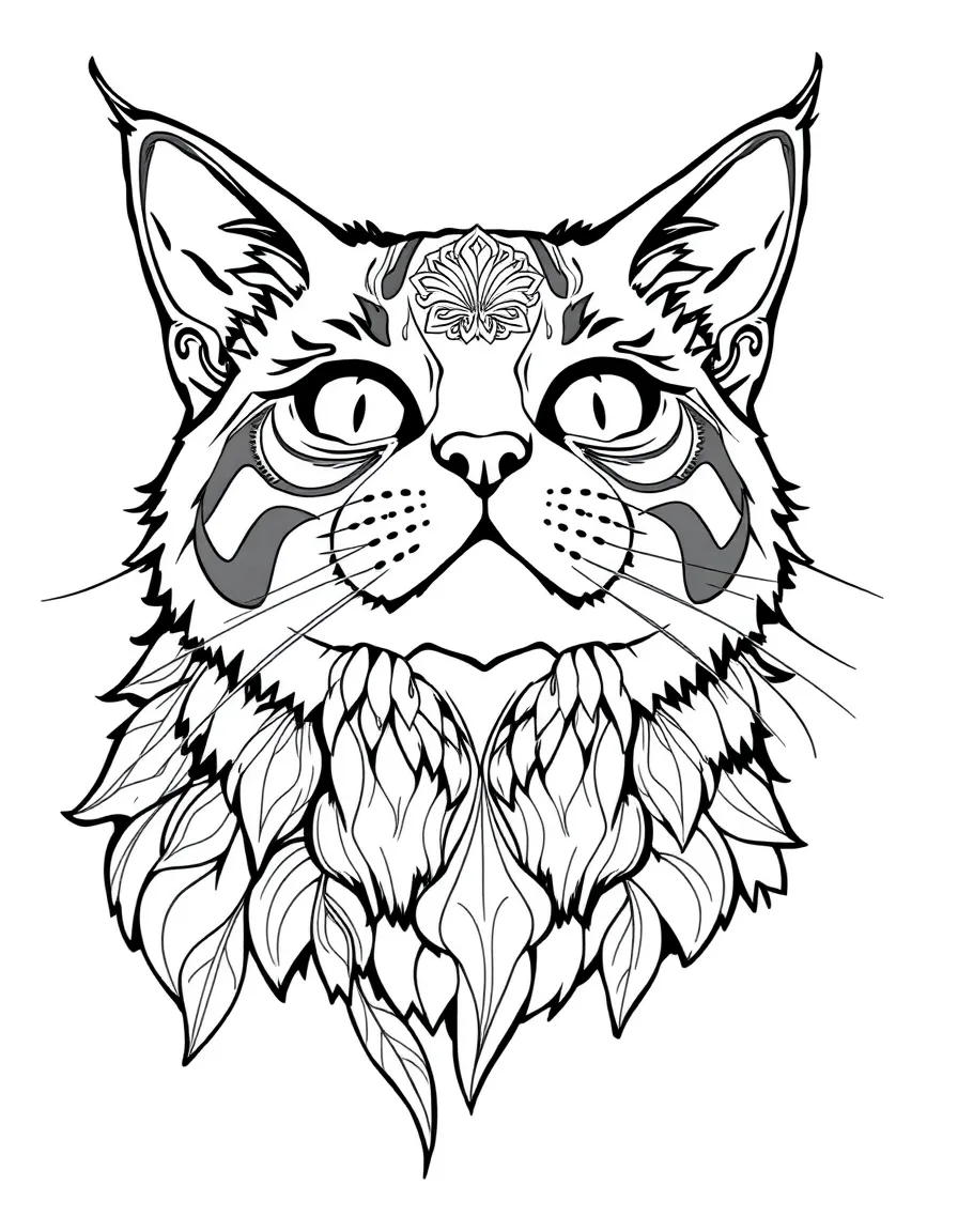 A catoblepas with ornate markings on its heavy head