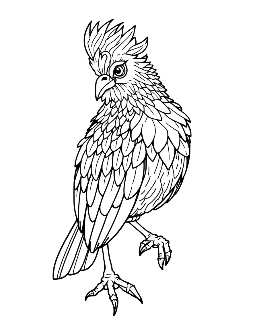 A simurgh bird with features from many different animals