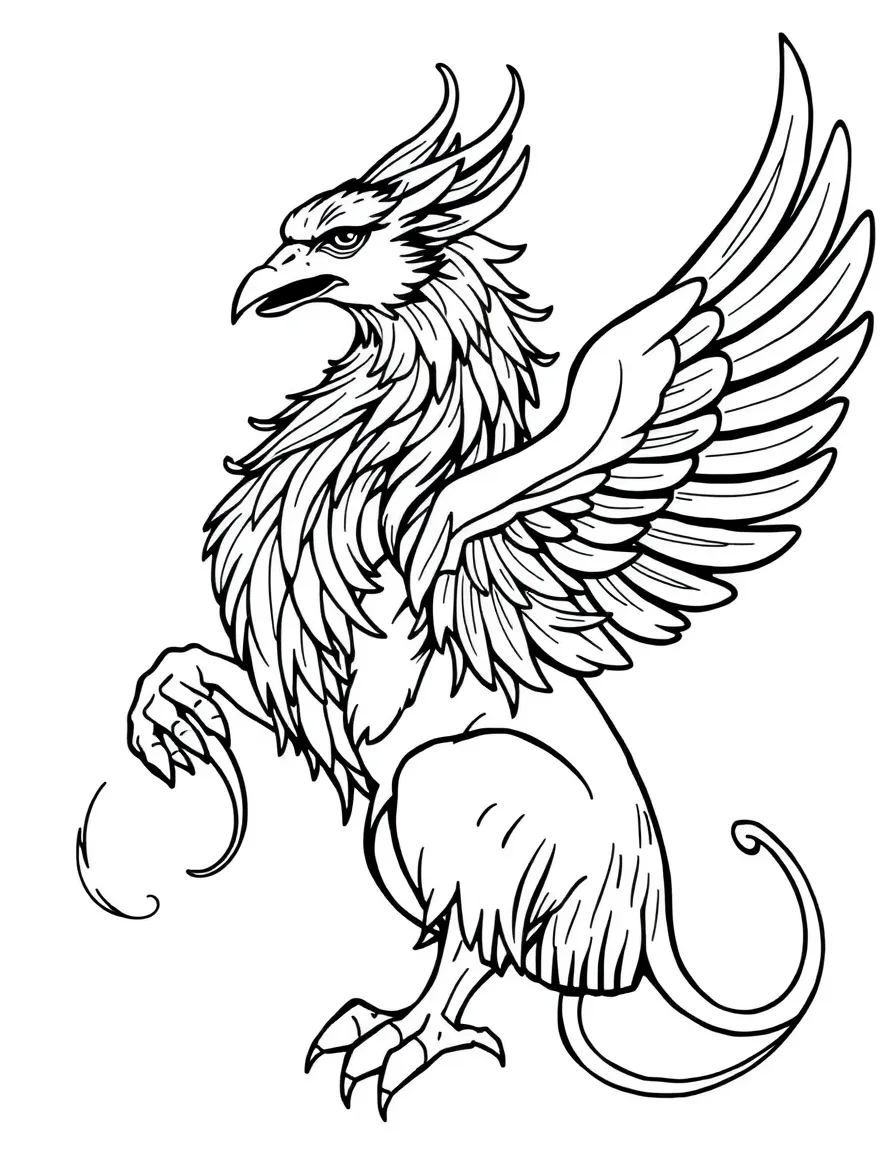 A griffin rendered in Art Nouveau style with flowing line work
