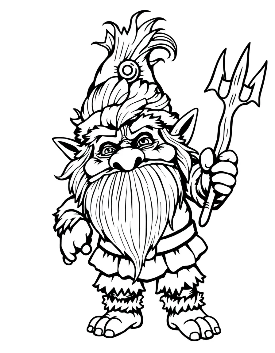 A troll portrayed in Scandinavian folk art style