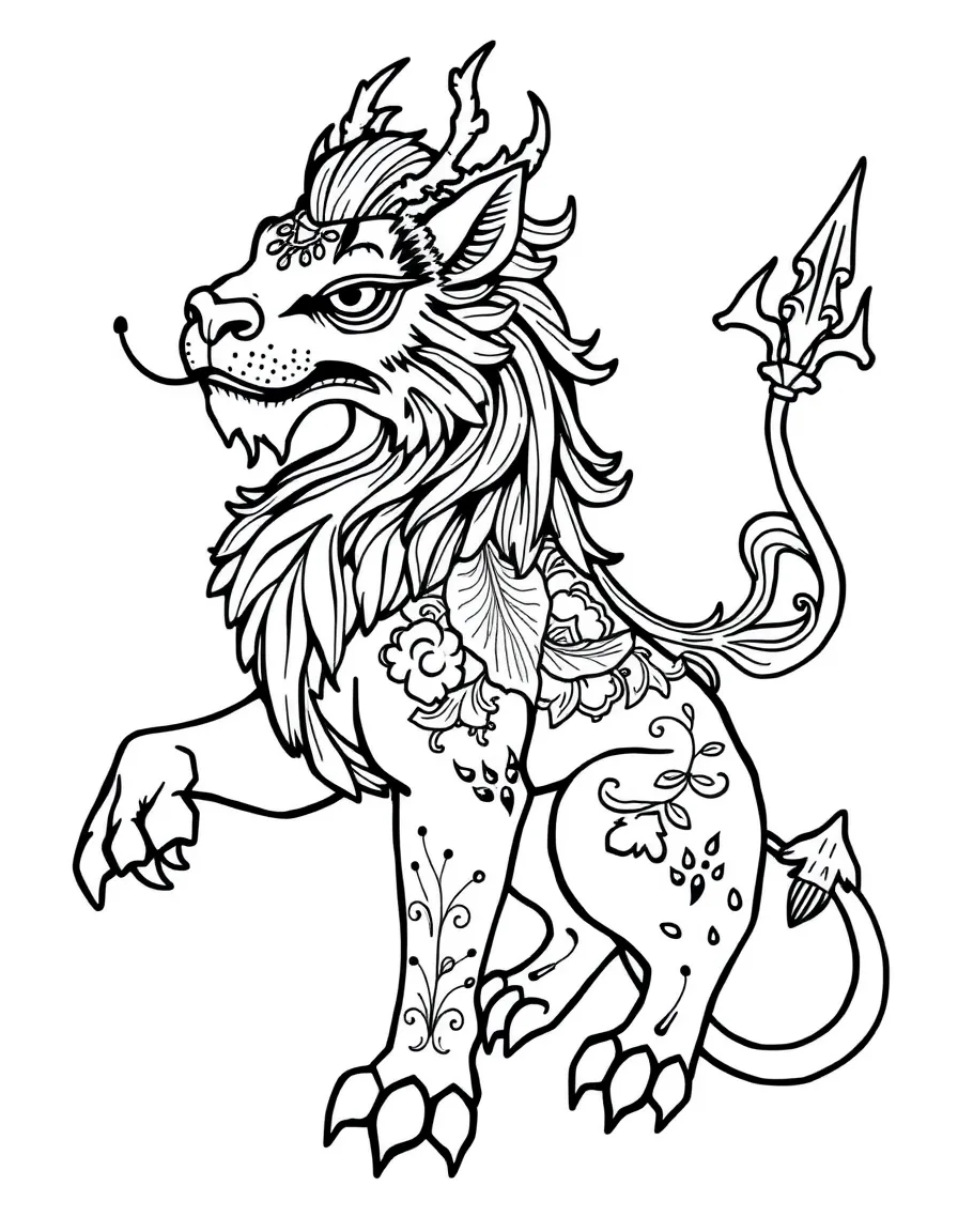 A manticore in Persian miniature painting style